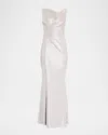 Talbot Runhof Sleeveless Mirrorball Stretch Gown In Silver