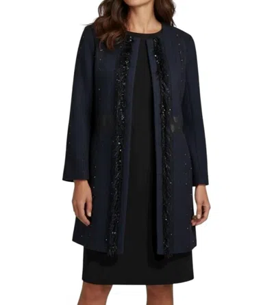 Talbot Runhof Sparkle Tassel Jacket In Blue