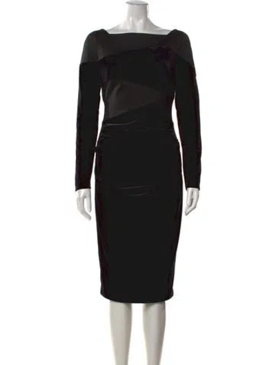Pre-owned Talbot Runhof Square Neckline Knee-length Dress In Black