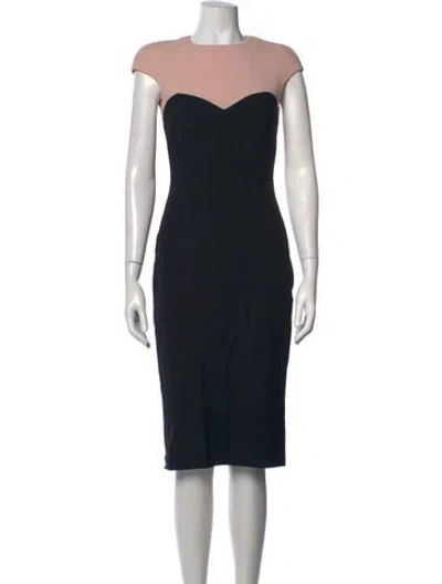 Pre-owned Talbot Runhof Square Neckline Knee-length Dress In Blue