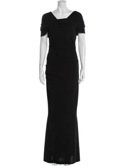 Pre-owned Talbot Runhof Square Neckline Long Dress In Black