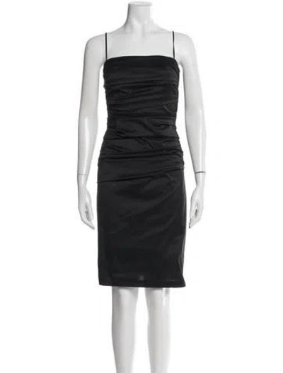 Pre-owned Talbot Runhof Strapless Knee-length Dress In Black