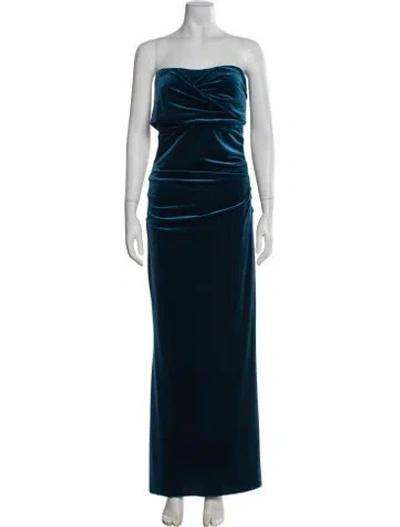 Pre-owned Talbot Runhof Strapless Long Dress In Blue