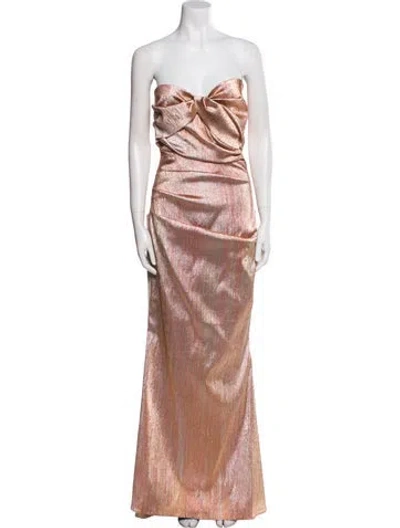 Pre-owned Talbot Runhof Strapless Long Dress In Brown