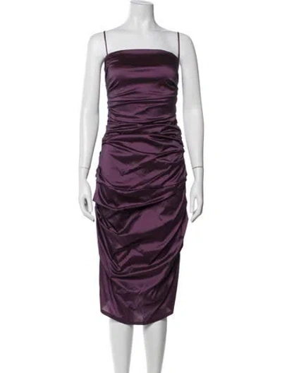 Pre-owned Talbot Runhof Strapless Midi Length Dress In Purple