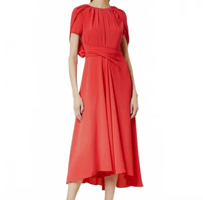 Talbot Runhof Stretch Crespina Midi Dress In Red