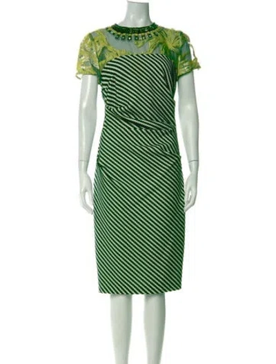 Pre-owned Talbot Runhof Striped Knee-length Dress W/ Tags In Green