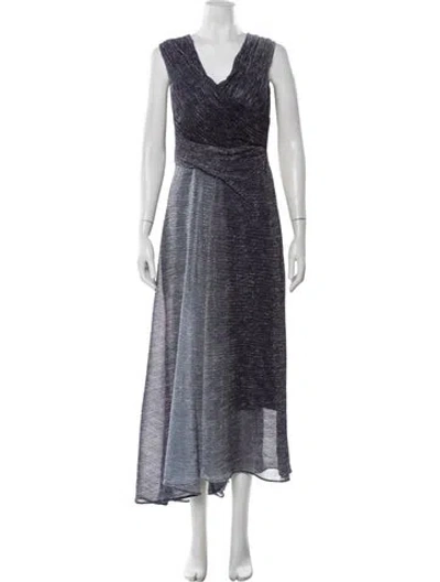 Pre-owned Talbot Runhof Striped Long Dress In Blue/metallic