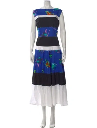 Pre-owned Talbot Runhof Striped Long Dress In Multi