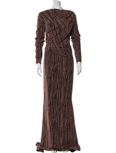Pre-owned Talbot Runhof Striped Long Dress In Multi