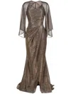 Talbot Runhof Sweetheart-neck Draped Gown In Gold