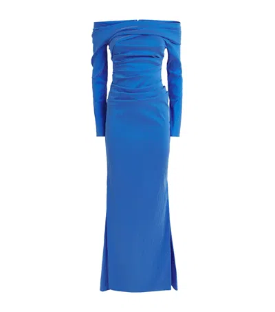Talbot Runhof Taffeta Gown In Blue