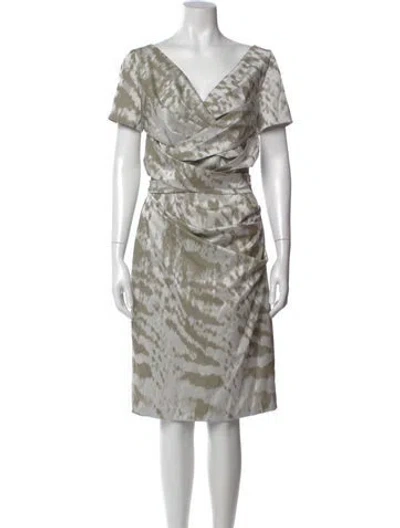 Pre-owned Talbot Runhof Tie-dye Print Knee-length Dress In White