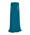 Talbot Runhof Tulle Cape-overlay Gown In Blue