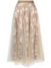 Talbot Runhof Tulle-overlay Midi Skirt In Silver