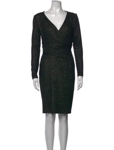 Pre-owned Talbot Runhof Tweed Pattern Knee-length Dress In Black