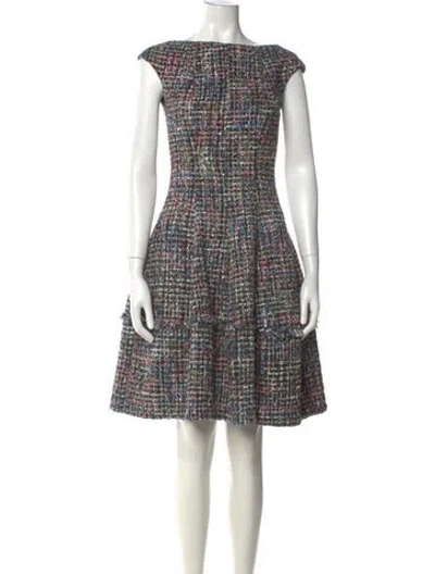 Pre-owned Talbot Runhof Tweed Pattern Knee-length Dress In Black/metallic