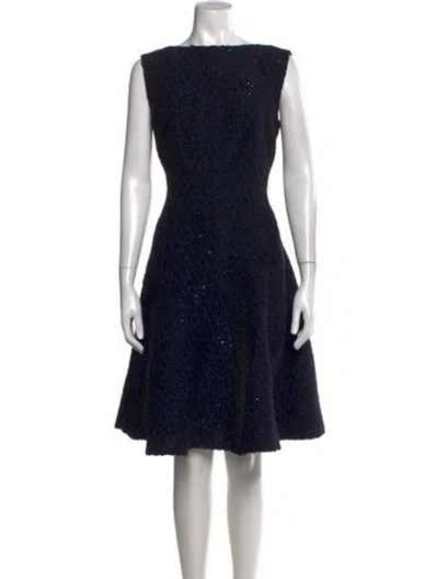 Pre-owned Talbot Runhof Tweed Pattern Knee-length Dress In Blue