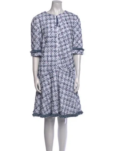 Pre-owned Talbot Runhof Tweed Pattern Midi Length Dress In Multi