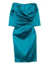 Talbot Runhof V-neck Cocktail Dress In Green