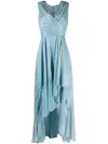 Talbot Runhof Abendkleid Mit V-ausschnitt In Blue