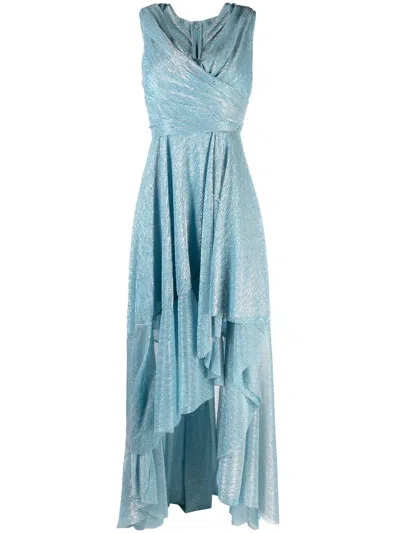 Talbot Runhof Abendkleid Mit V-ausschnitt In Blue