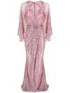 Talbot Runhof V-neck Draped Gown In Pink
