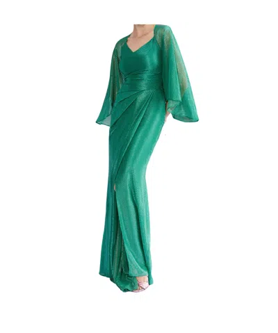 Talbot Runhof V-neck Dress Dress In Green