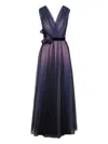 Talbot Runhof V-neck Maxi Dress In Purple