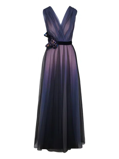 Talbot Runhof V-neck Maxi Dress In Purple