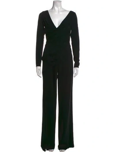Pre-owned Talbot Runhof V-neck Jumpsuit In Black