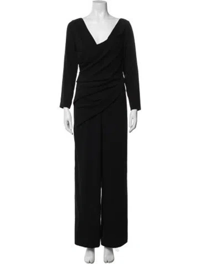 Pre-owned Talbot Runhof V-neck Jumpsuit In Black