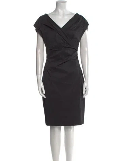 Pre-owned Talbot Runhof V-neck Knee-length Dress In Black