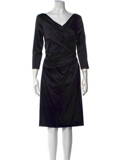 Pre-owned Talbot Runhof V-neck Knee-length Dress In Black