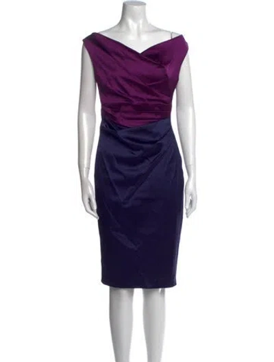 Pre-owned Talbot Runhof V-neck Knee-length Dress In Blue