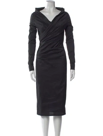 Pre-owned Talbot Runhof V-neck Knee-length Dress In Blue
