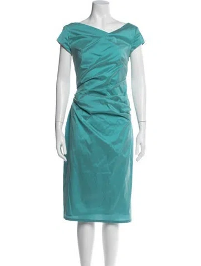 Pre-owned Talbot Runhof V-neck Knee-length Dress In Blue
