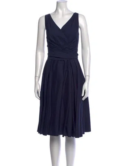 Pre-owned Talbot Runhof V-neck Knee-length Dress In Blue