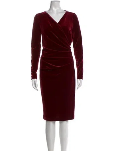 Pre-owned Talbot Runhof V-neck Knee-length Dress In Burgundy