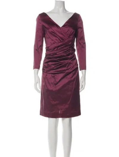 Pre-owned Talbot Runhof V-neck Knee-length Dress In Green