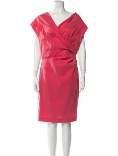 Pre-owned Talbot Runhof V-neck Knee-length Dress In Pink