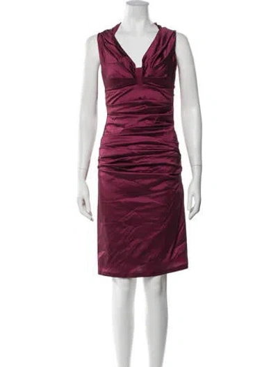 Pre-owned Talbot Runhof V-neck Knee-length Dress In Pink
