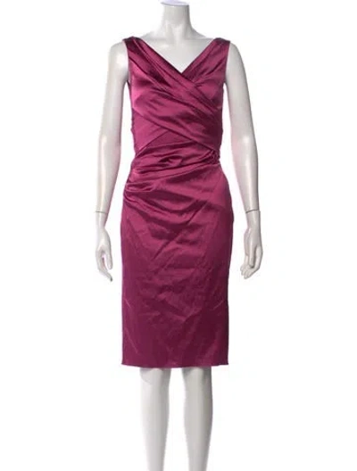Pre-owned Talbot Runhof V-neck Knee-length Dress In Purple