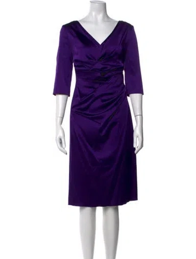Pre-owned Talbot Runhof V-neck Knee-length Dress In Purple