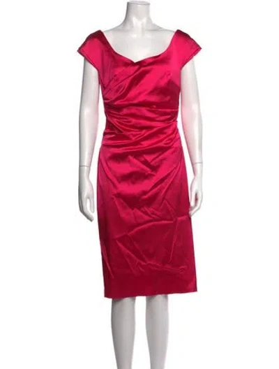 Pre-owned Talbot Runhof V-neck Knee-length Dress W/ Tags In Pink