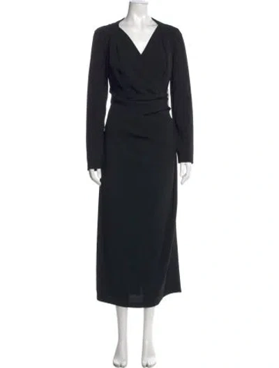 Pre-owned Talbot Runhof V-neck Long Dress In Black