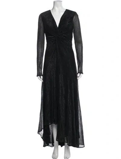 Pre-owned Talbot Runhof V-neck Long Dress In Black