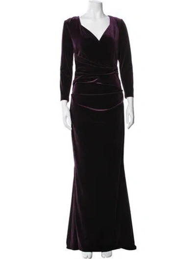 Pre-owned Talbot Runhof V-neck Long Dress In Black