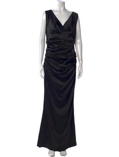 Pre-owned Talbot Runhof V-neck Long Dress In Black
