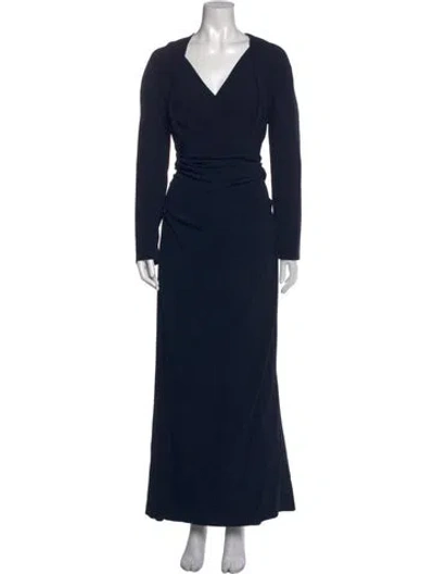 Pre-owned Talbot Runhof V-neck Long Dress In Blue